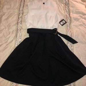 Ellen Tracy Color Block A-line Midi Dress